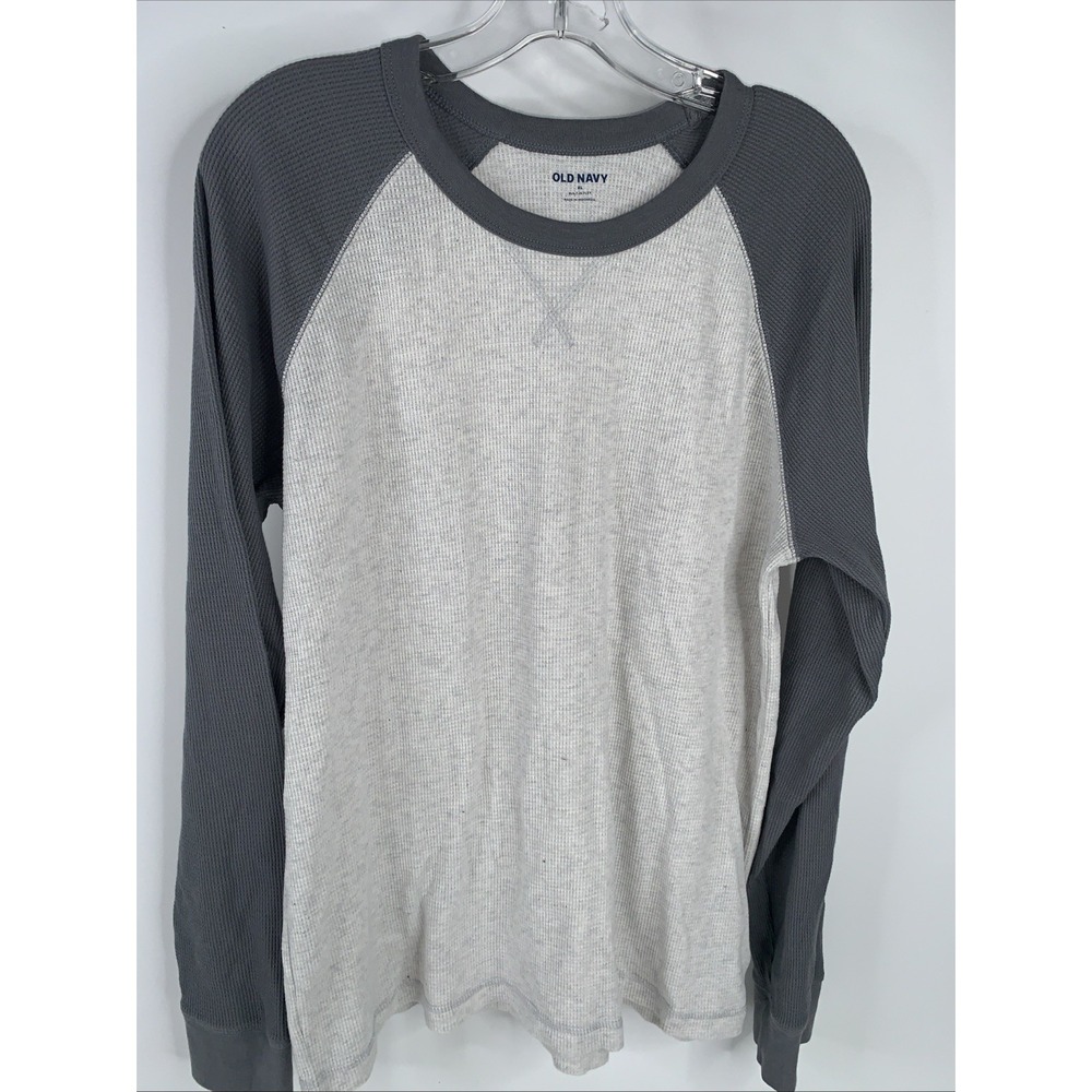 OLD NAVY MEN'S BUILT-IN-FLEX RELAXED FIR LONG SLEEVE THERMAL SHIRT Gray LX‎